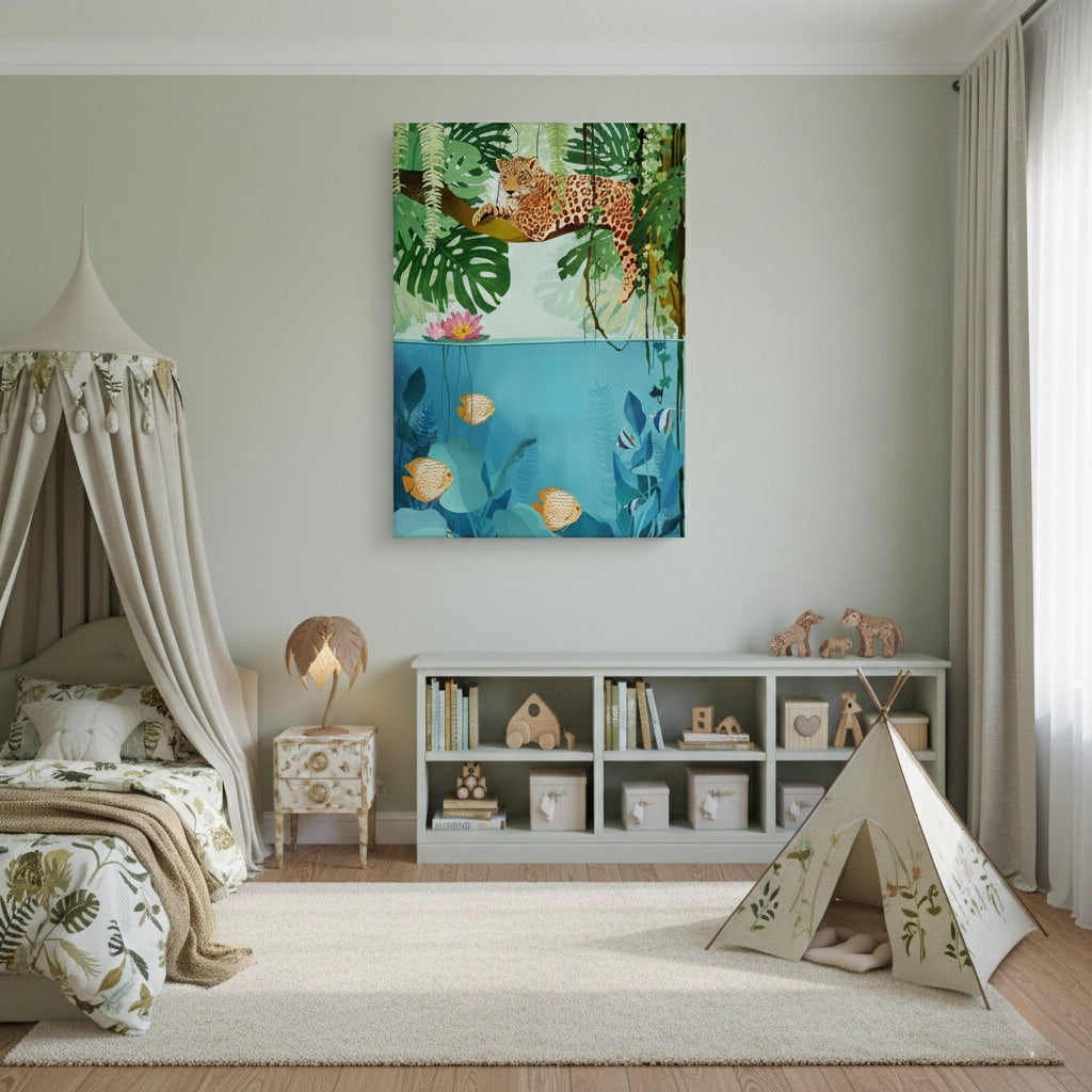 Tropical Wildlife Above and Below - Canvas - Jasmineart.ae