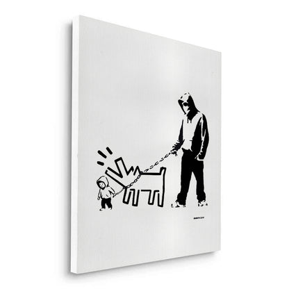 Urban Graffiti Man with Keith Haring Dog - Canvas