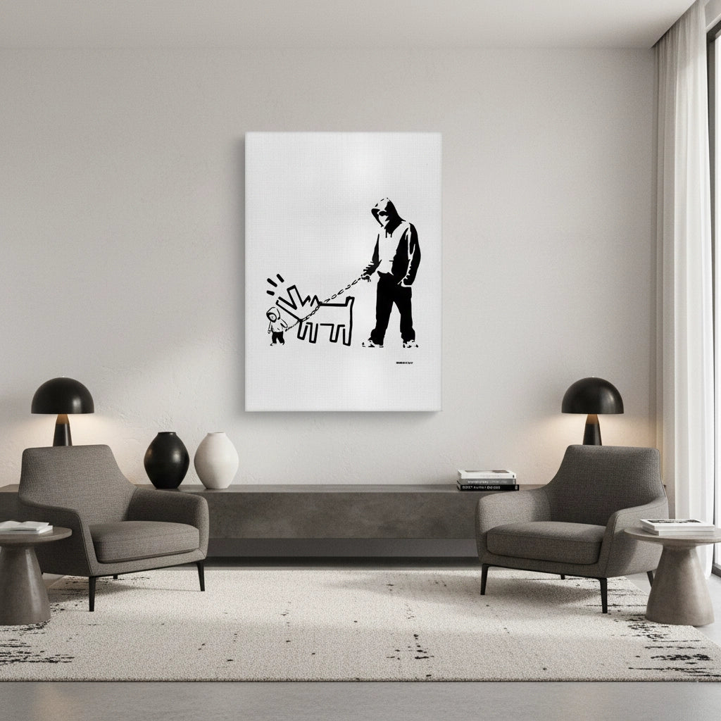 2Urban Graffiti Man with Keith Haring Dog - Canvas