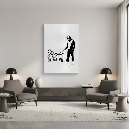 Urban Graffiti Man with Keith Haring Dog - Canvas