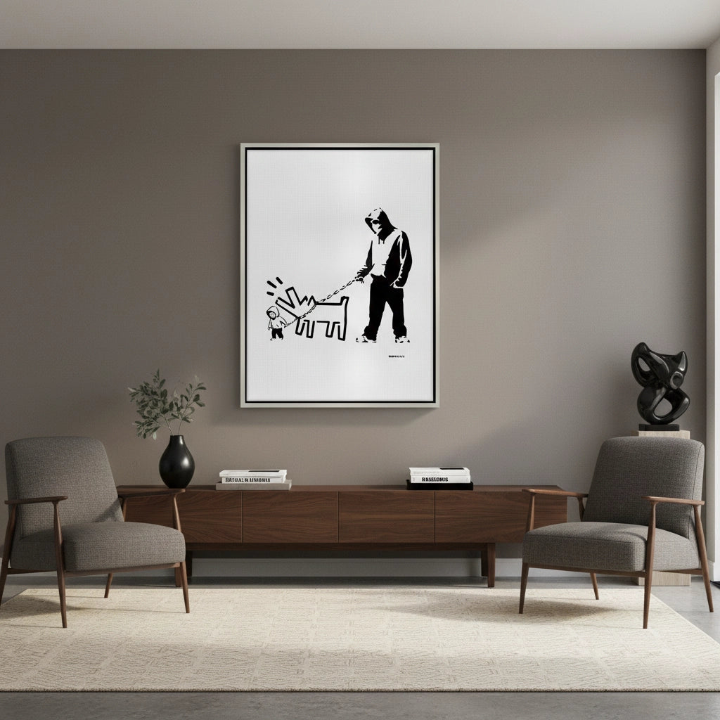 2Urban Graffiti Man with Keith Haring Dog - Canvas