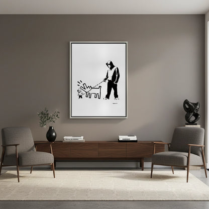 Urban Graffiti Man with Keith Haring Dog - Canvas