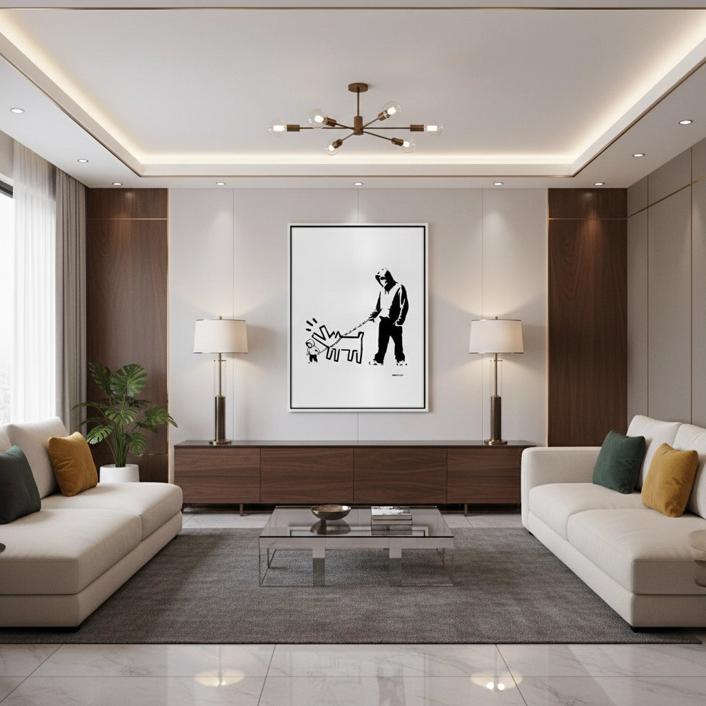 2Urban Graffiti Man with Keith Haring Dog - Canvas