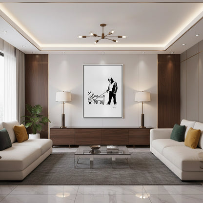 Urban Graffiti Man with Keith Haring Dog - Canvas