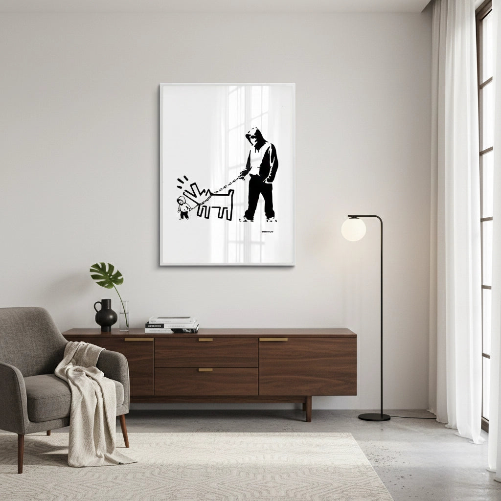 2Urban Graffiti Man with Keith Haring Dog - Fine Art