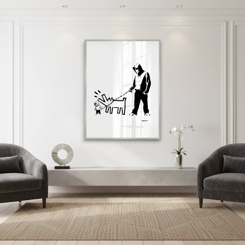 2Urban Graffiti Man with Keith Haring Dog - Fine Art