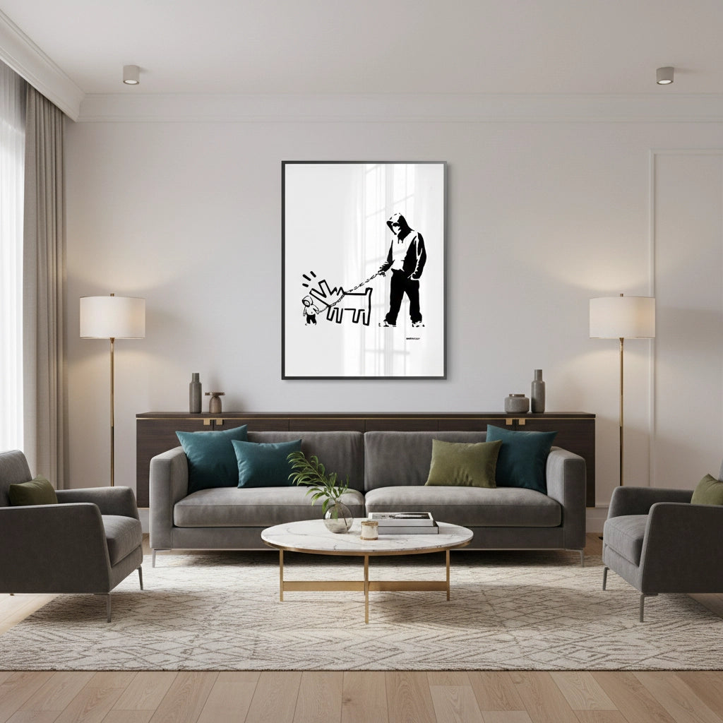2Urban Graffiti Man with Keith Haring Dog - Fine Art