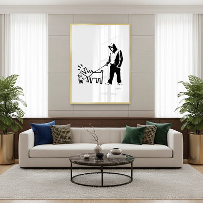 Urban Graffiti Man with Keith Haring Dog - Fine Art