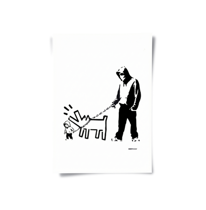 Urban Graffiti Man with Keith Haring Dog - Poster