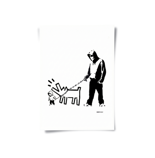 Urban Graffiti Man with Keith Haring Dog - Poster