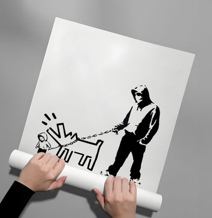 Urban Graffiti Man with Keith Haring Dog - Poster