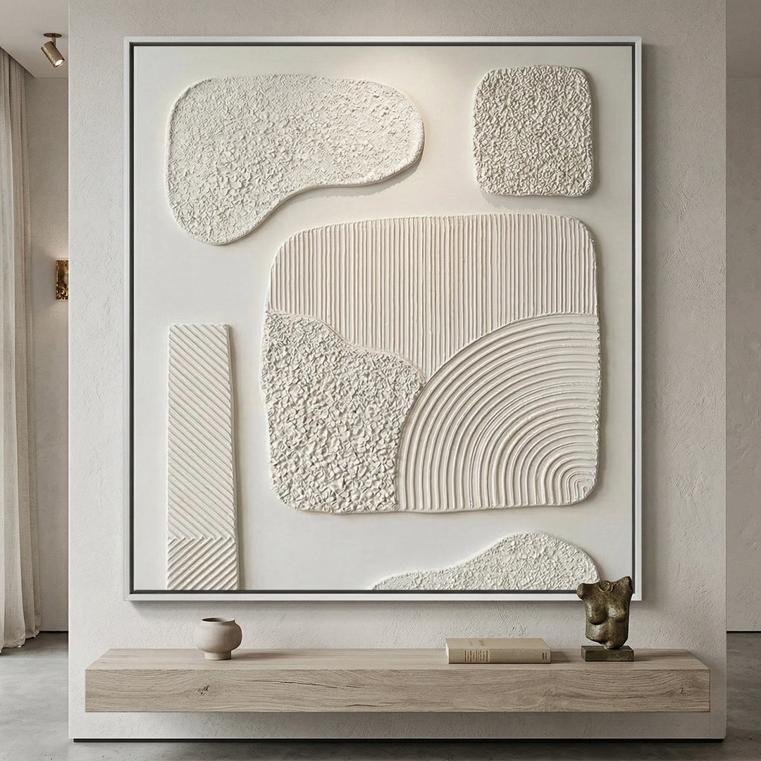 Contemporary Urban Plaster wall decor showcasing layered plaster textures and subtle muted palette for UAE living spaces