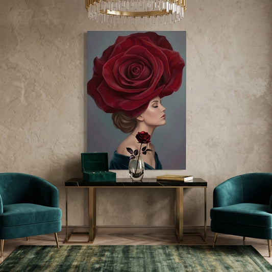 Velvet Rose Portrait - Canvas