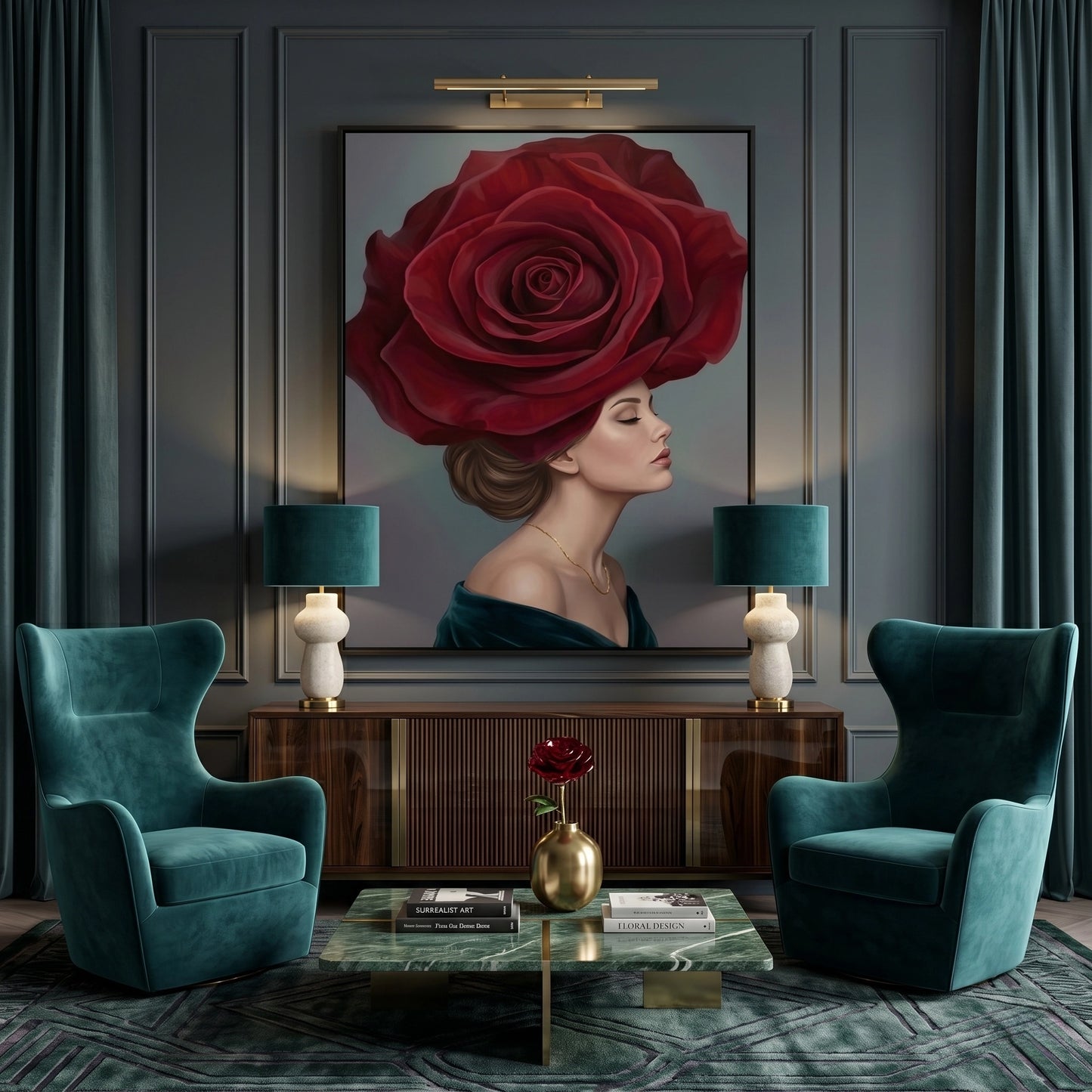2Velvet Rose Portrait - Canvas