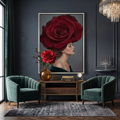 Velvet Rose Portrait - Canvas