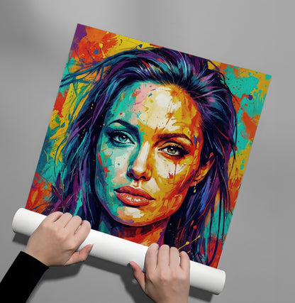 Vibrant Angelina Pop Art - Poster