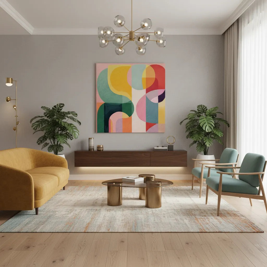 Vibrant Modern Shape  - Canvas - Jasmineart.ae