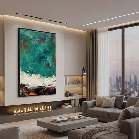 Vibrant Teal Abstract Painting #VTAB330