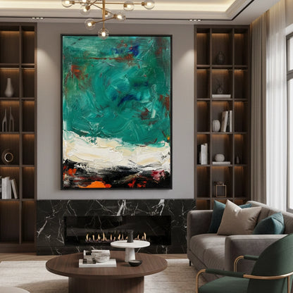 Vibrant Teal Abstract Painting #VTAB330