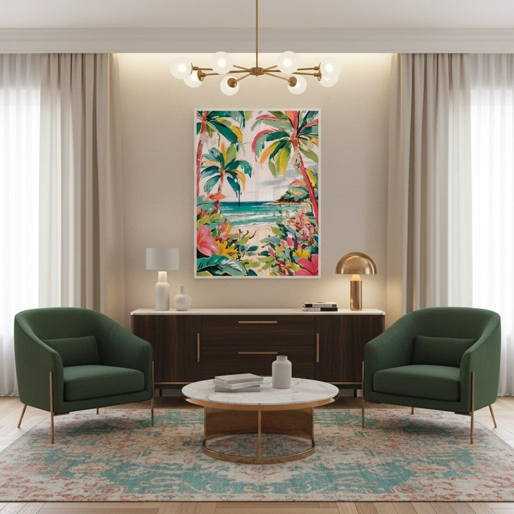 Vibrant Tropical Palm Tree - Fine Art - Jasmineart.ae