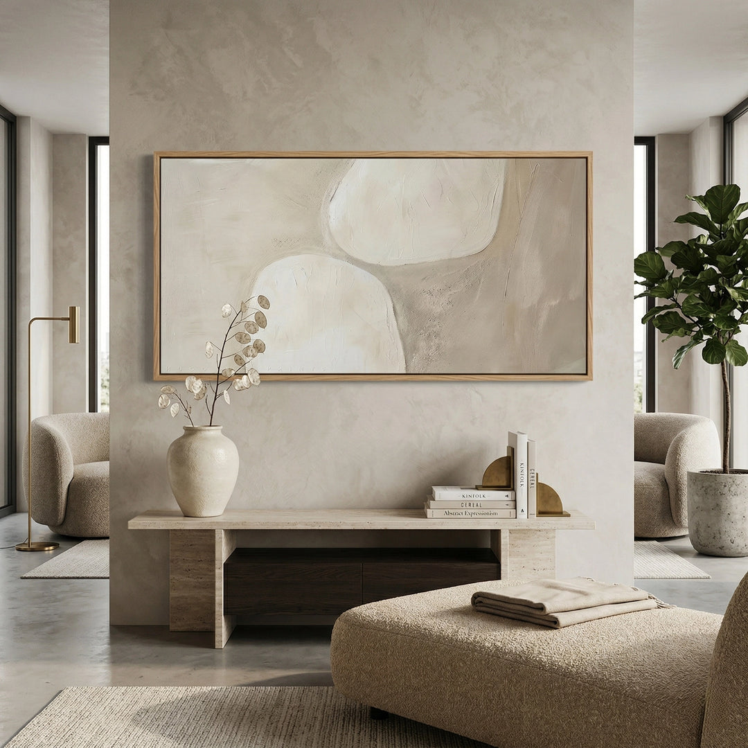Beige Minimalist Abstract Painting Zen Home Decor Dubai
