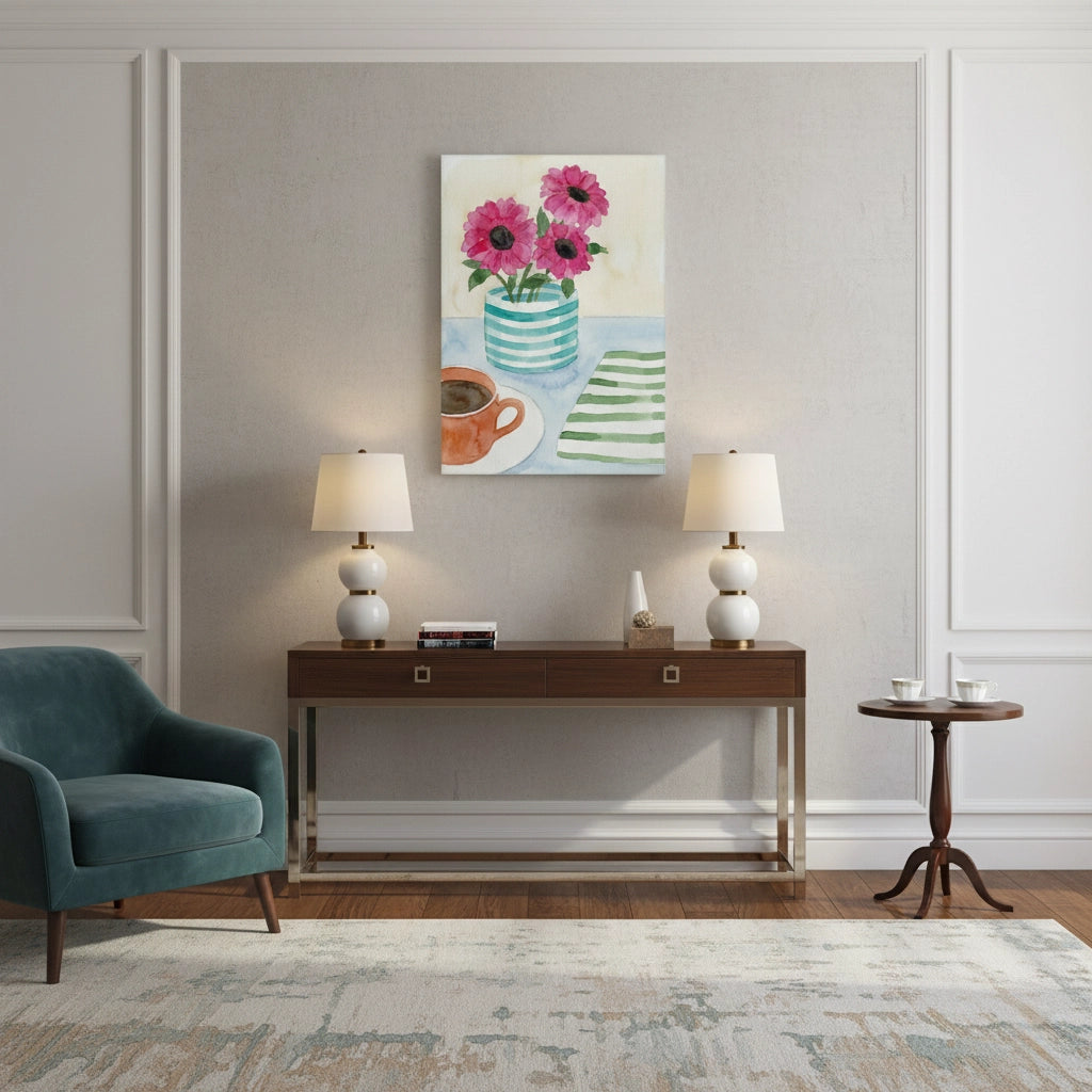 2Watercolor Pink Gerbera - Canvas