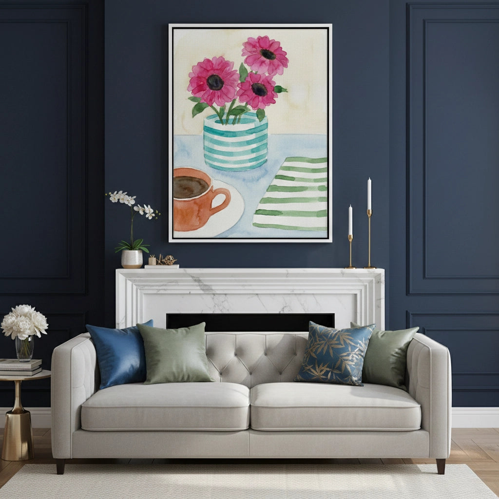 2Watercolor Pink Gerbera - Canvas