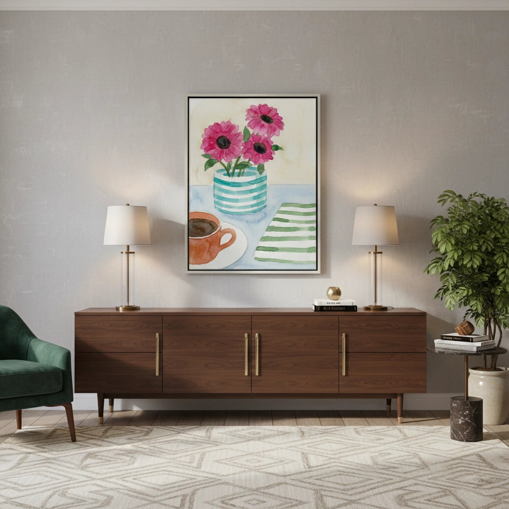 2Watercolor Pink Gerbera - Canvas