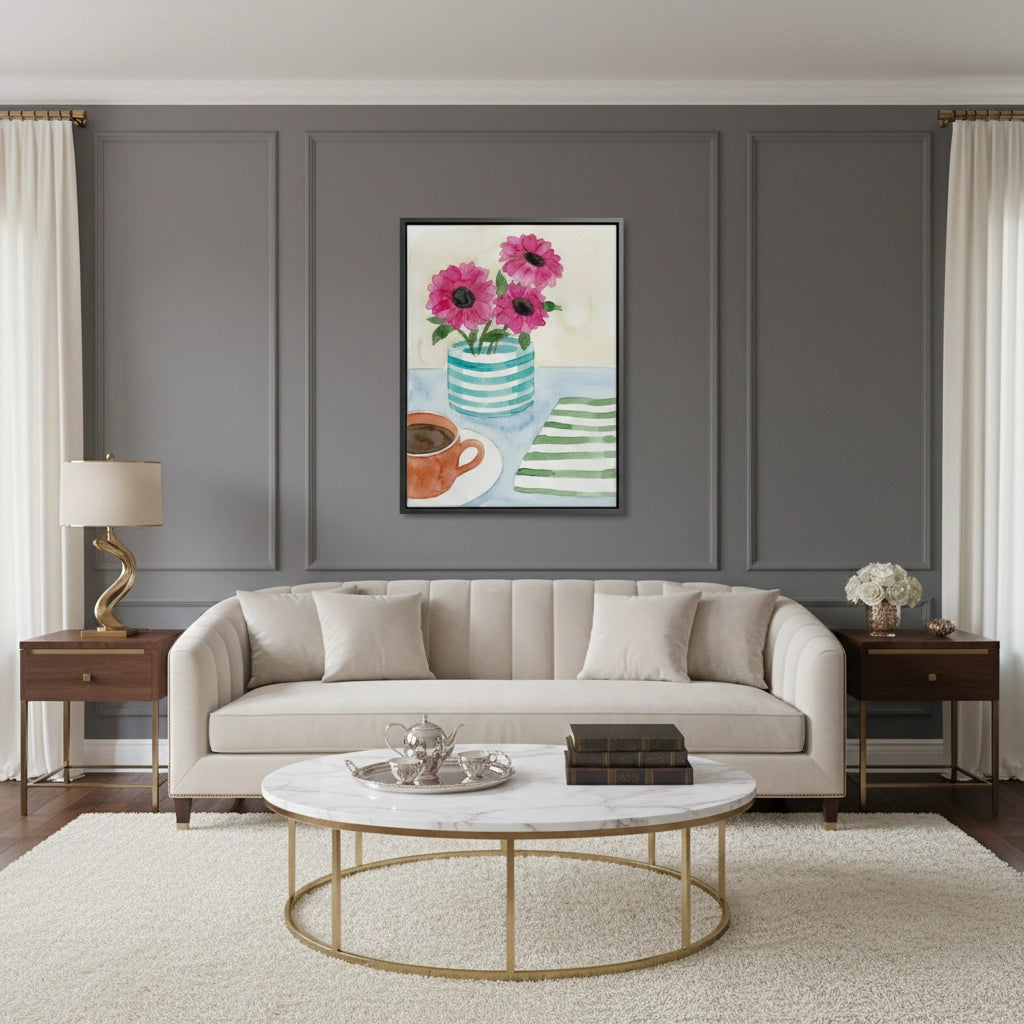 2Watercolor Pink Gerbera - Canvas