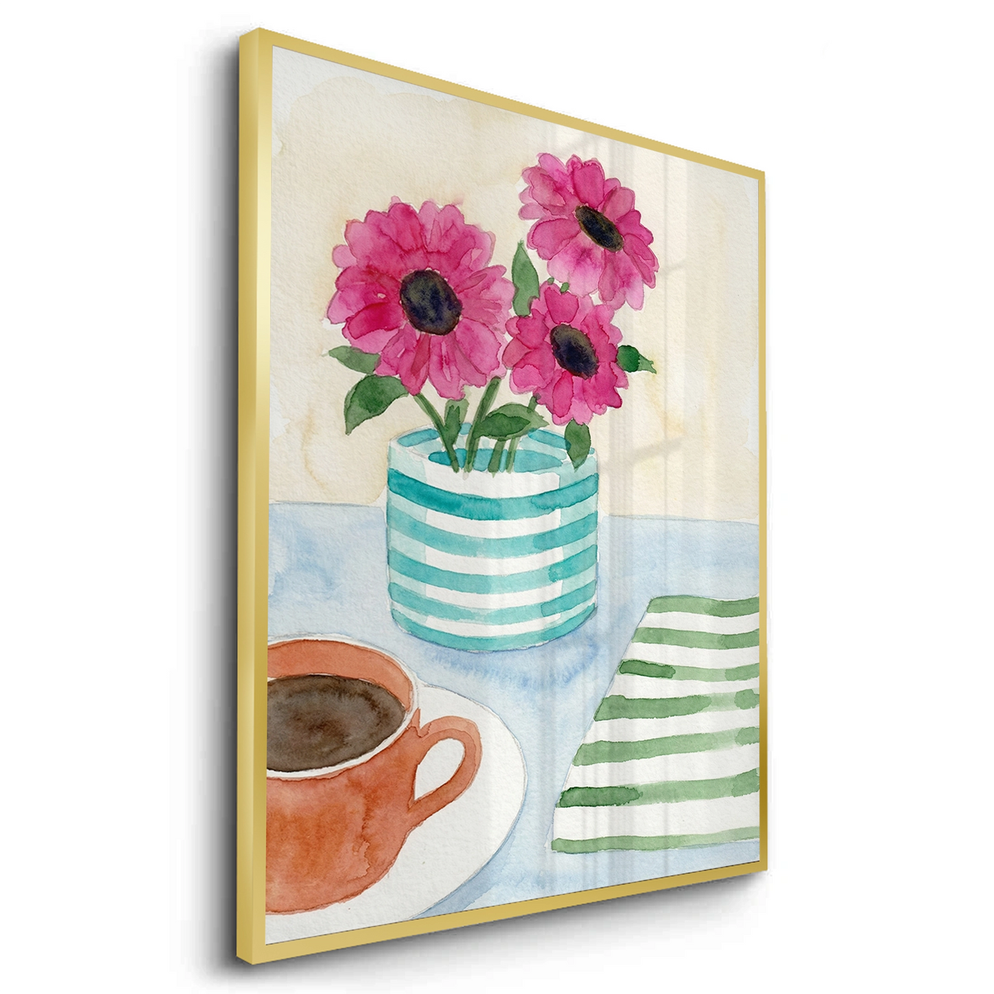 2Watercolor Pink Gerbera - Fine Art