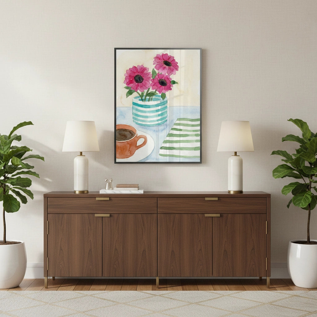 2Watercolor Pink Gerbera - Fine Art