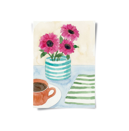 Watercolor Pink Gerbera - Poster