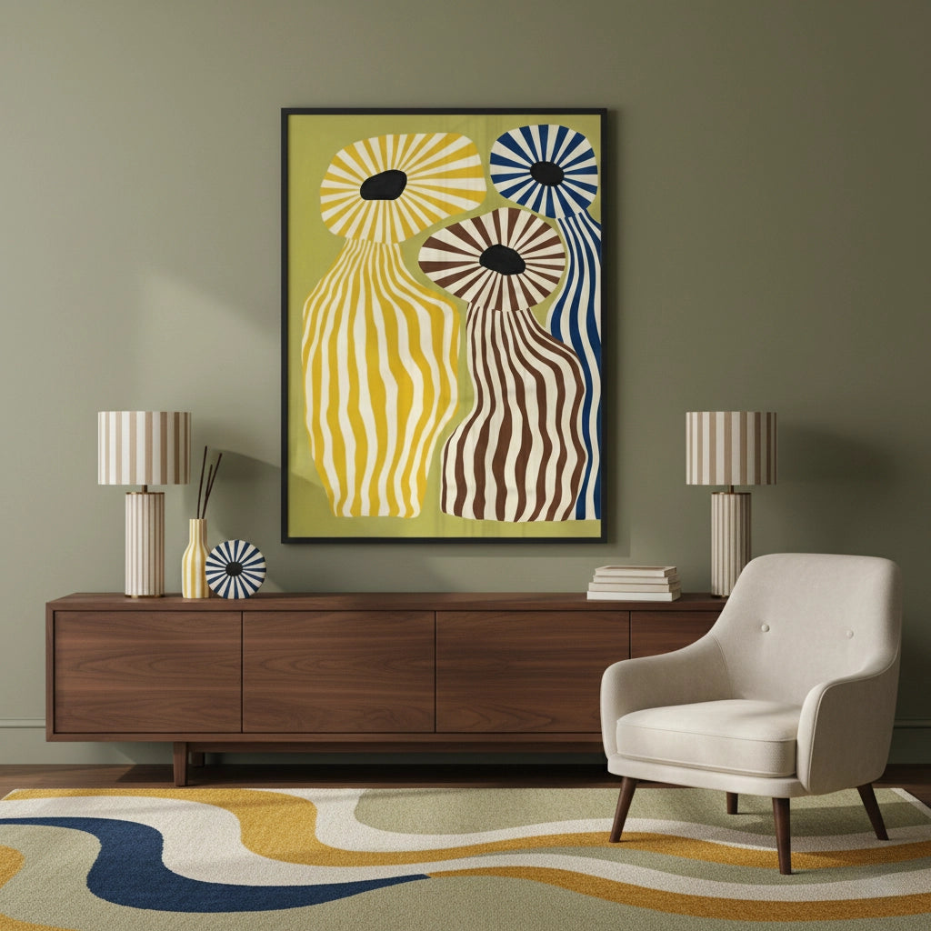 Wavy Botanical Silhouettes - Fine Art