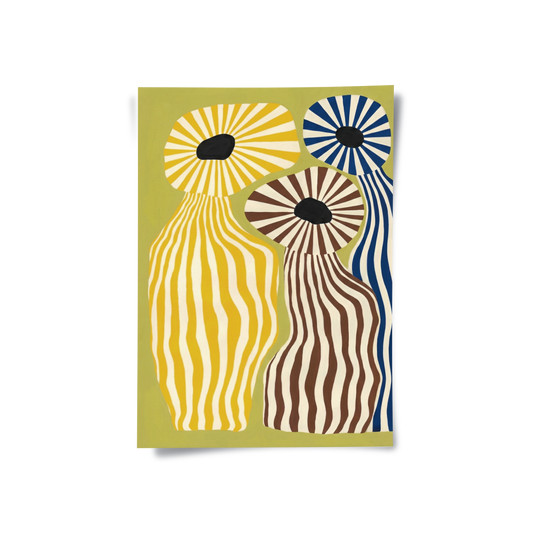 Wavy Botanical Silhouettes - Poster