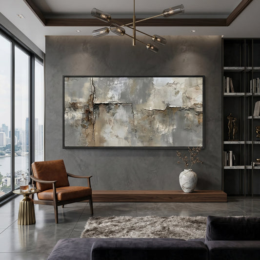 Minimalist Weathered Path artwork featuring soft textures and muted natural shades, ideal for UAE home decor