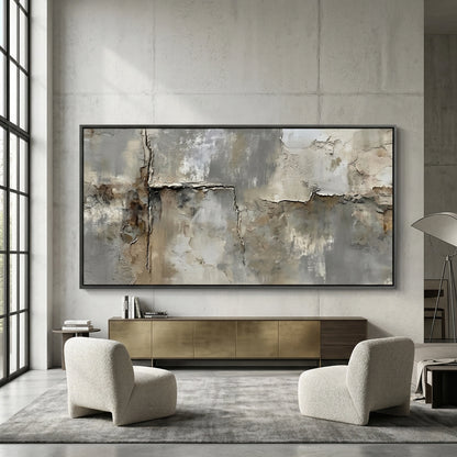 Textured Weathered Path art print in earthy tones, enhancing elegant and serene UAE interior styling