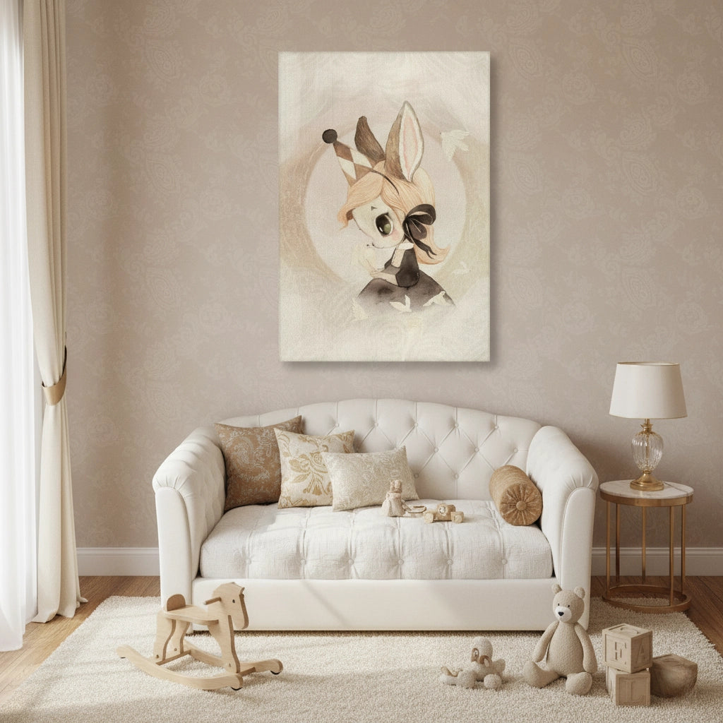Whimsical Bunny Girl - Canvas - Jasmineart.ae