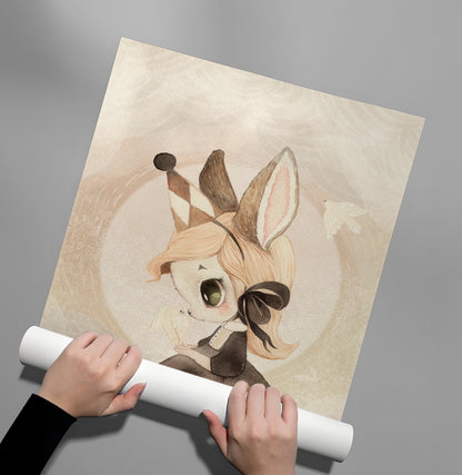 Whimsical Bunny Girl - Poster