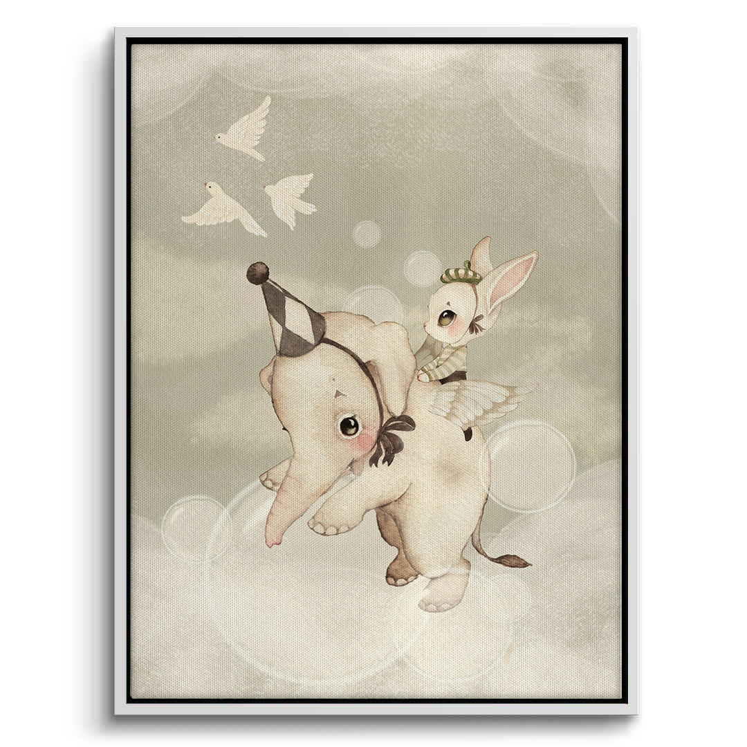 2Whimsical Elephant and Bunny - Canvas
