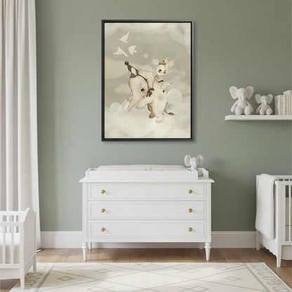 Whimsical Elephant and Bunny - Canvas