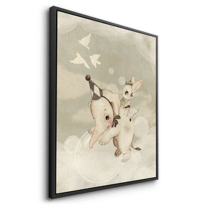 Whimsical Elephant and Bunny - Canvas