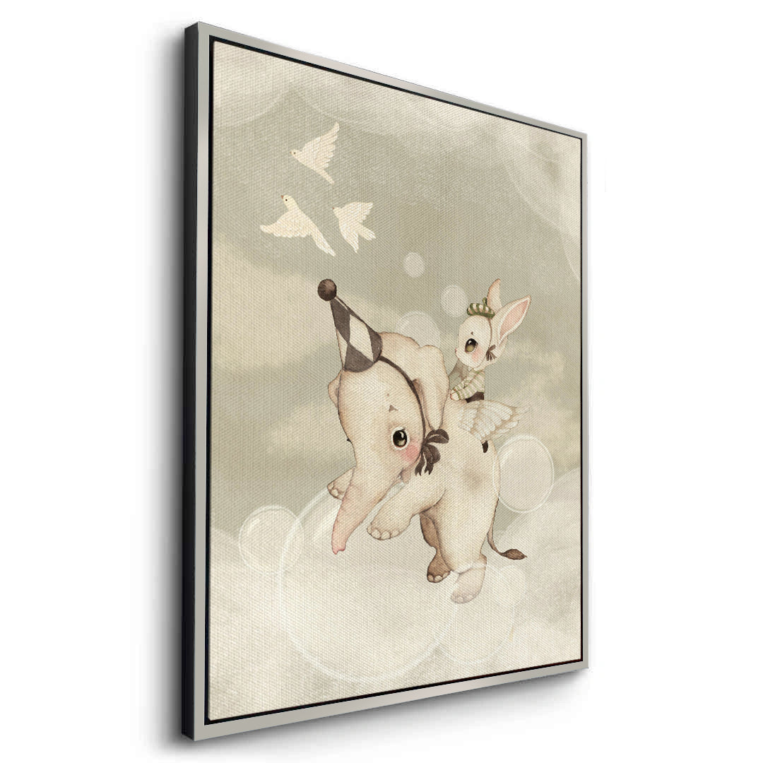 2Whimsical Elephant and Bunny - Canvas