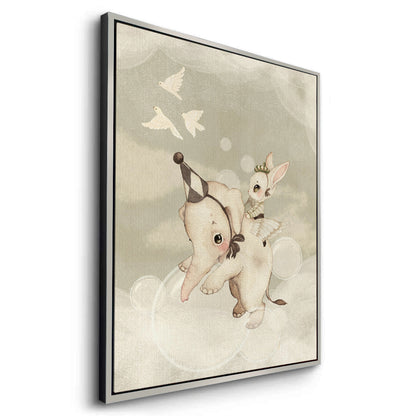 Whimsical Elephant and Bunny - Canvas