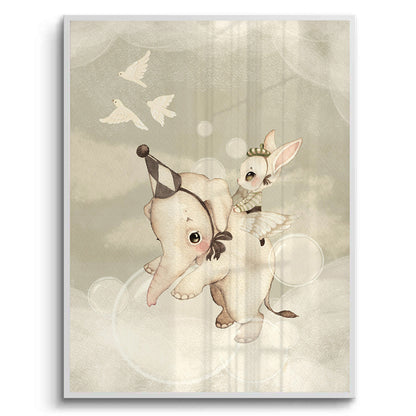Whimsical Elephant and Bunny - Fine Art