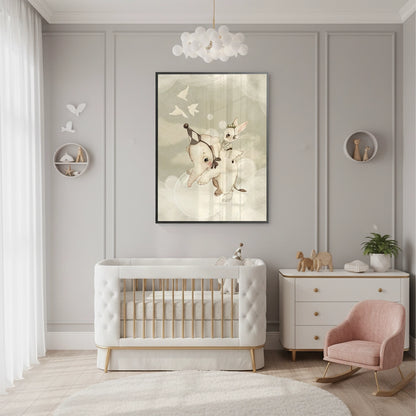 Whimsical Elephant and Bunny - Fine Art