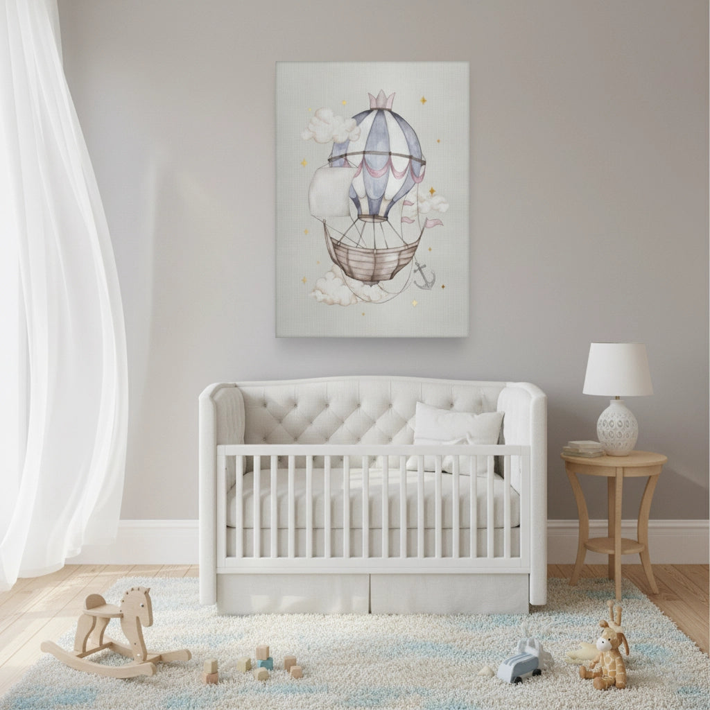 Whimsical Royal Hot Air Balloon - Canvas - Jasmineart.ae