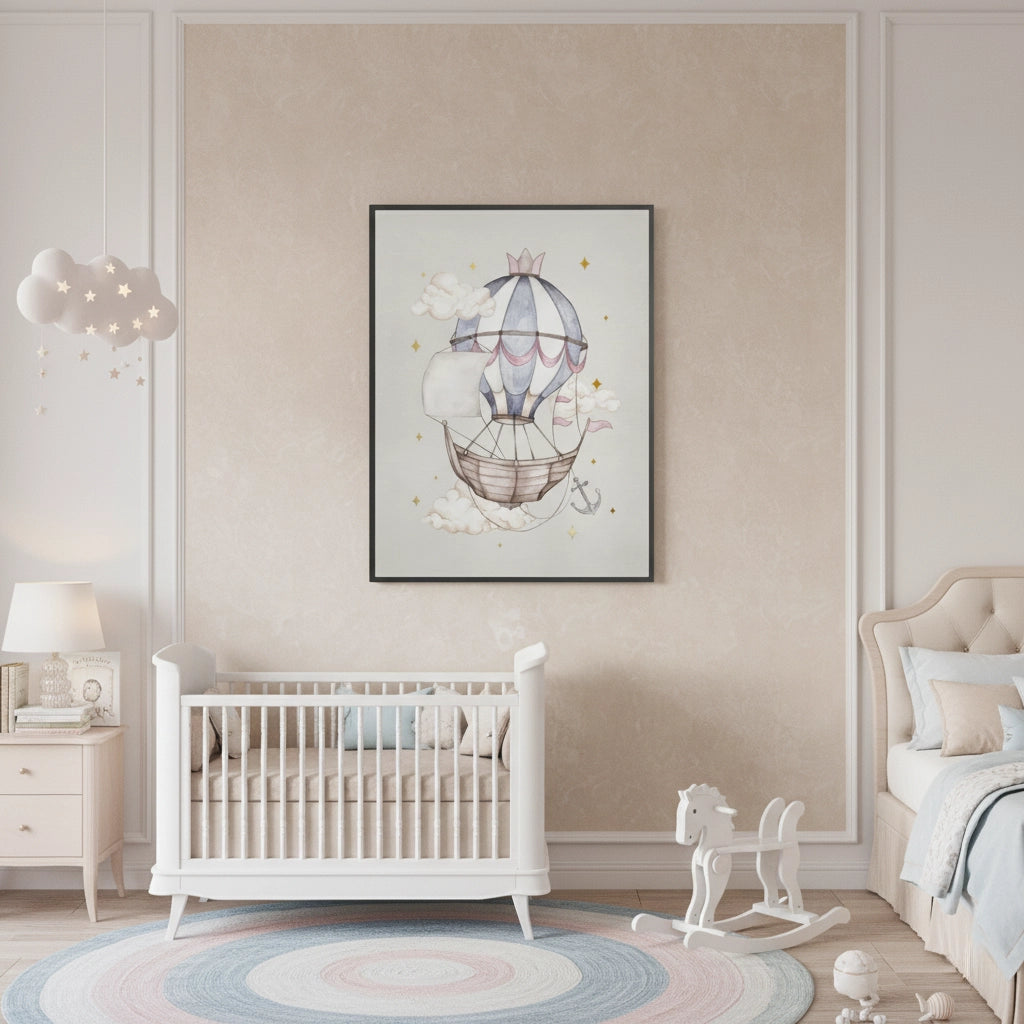 Whimsical Royal Hot Air Balloon - Fine Art - Jasmineart.ae