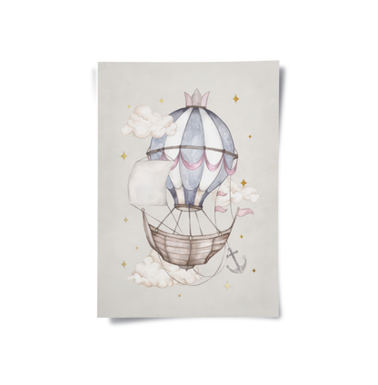 Whimsical Royal Hot Air Balloon - Poster