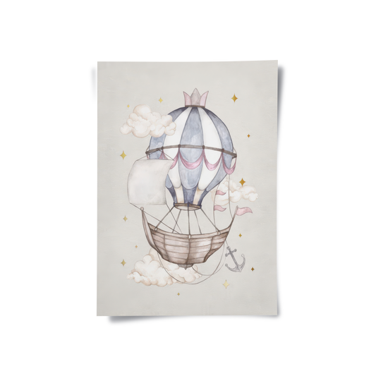 Whimsical Royal Hot Air Balloon - Poster