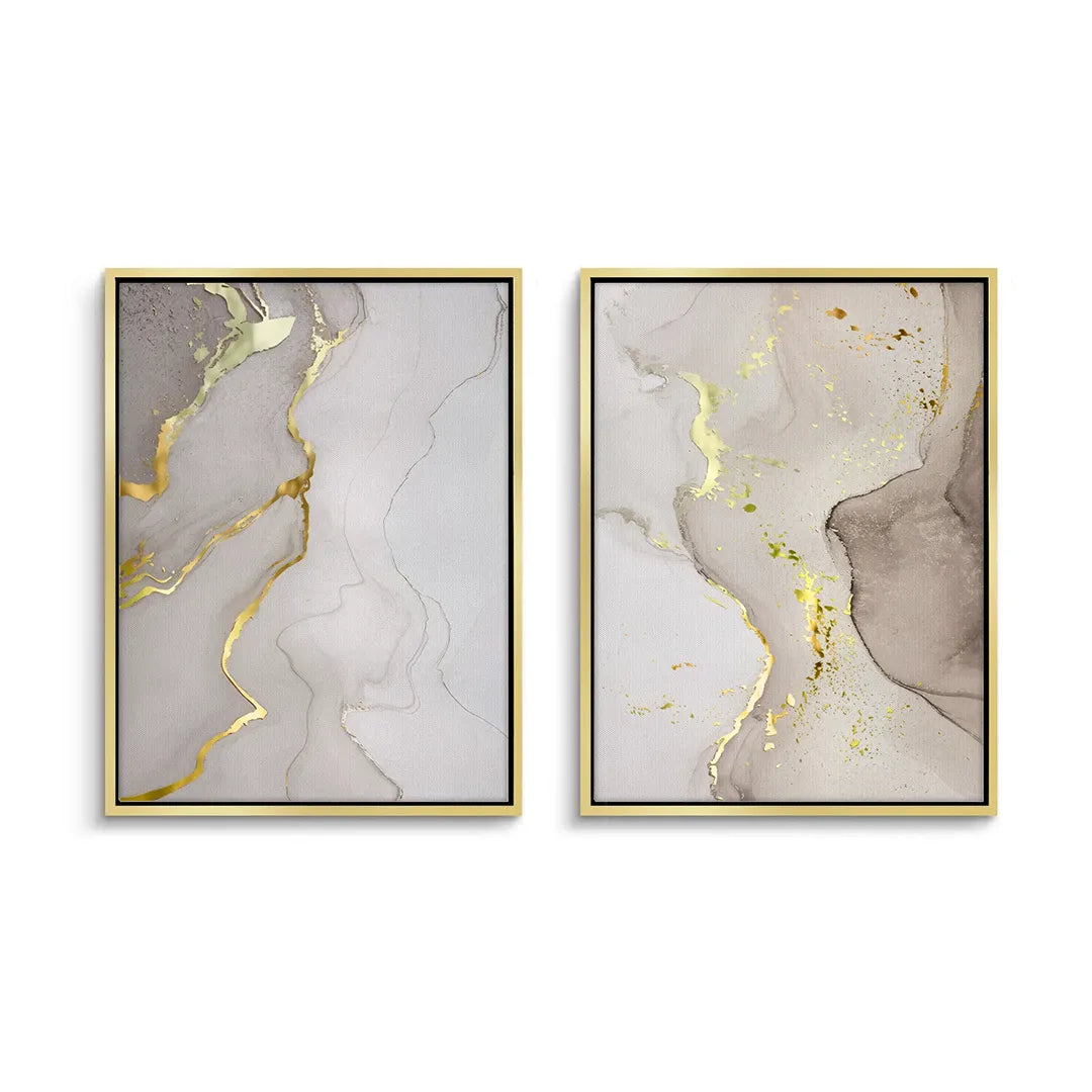 Whispering Gold Set of 2 - Canvas - Jasmineart.ae